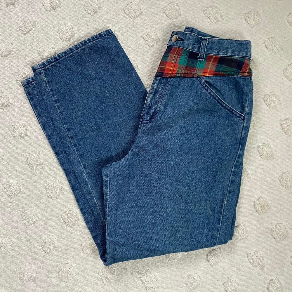 Vintage Walker & Lane Sport High Rise Straight Leg Plaid Waist Patchwork Size 10